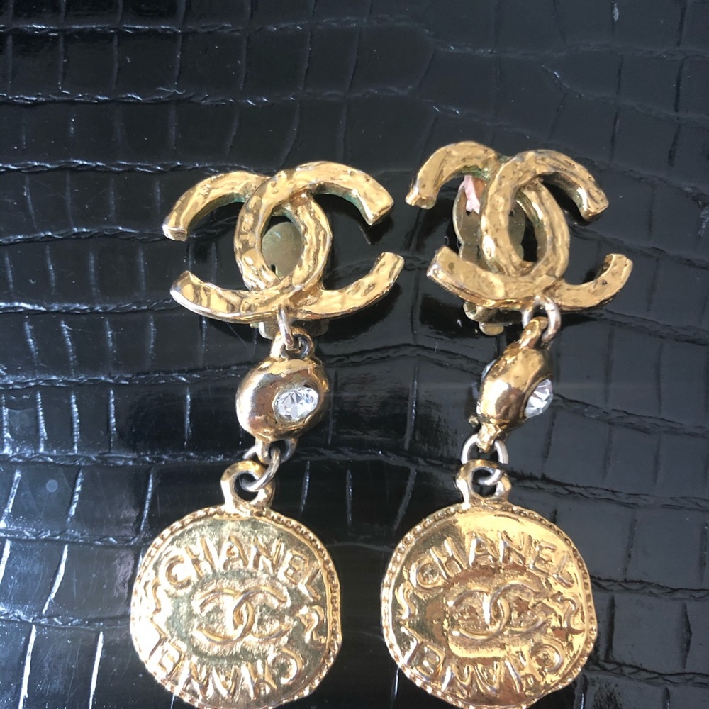 Authentic vintage Chanel CC logo earrings